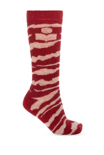 Isabel Marant Brushed Effect Socks In Red