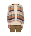 Isabel Marant Brushed Knit Mohair-blend Cardigan. Intarsia Stripes Throughout. In Nude