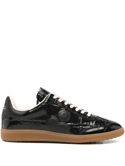 Isabel Marant Bryce Crocodile-effect Lace-up Sneakers In Black
