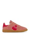 Isabel Marant Bryce Low-top Sneakers In Dark Suede In Faded Pink & Red