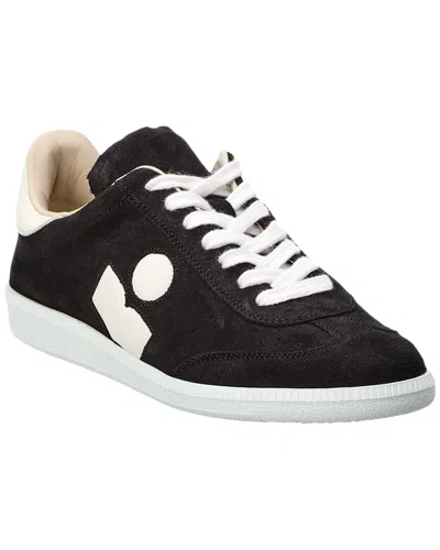 Isabel Marant Ladies Faded Black/ecru Suede Logo Sneakers