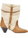 Isabel Marant Darner 55 Leather-trimmed Ankle Boots In Neutral