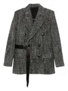 Isabel Marant Buckle-detail Buttoned Tweed Jacket In Gray