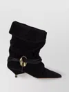 Isabel Marant Edrika Leather-trimmed Embellished Gathered Suede Ankle Boots