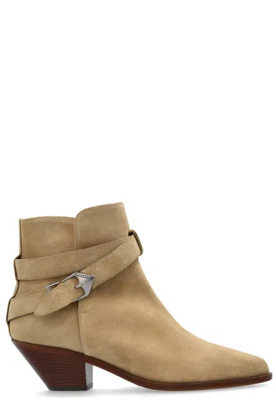 Isabel Marant 60mm Suede Ankle Boots In Beige