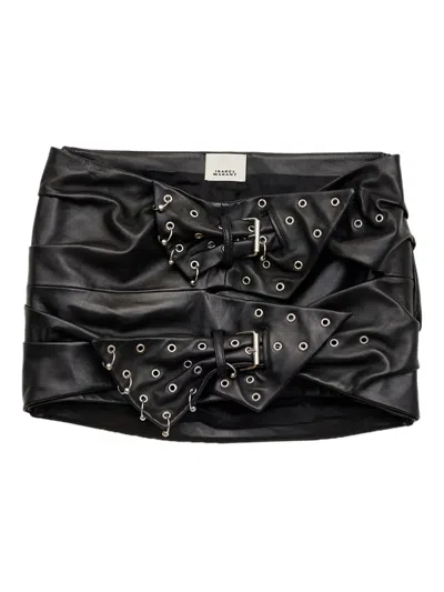 Isabel Marant Buckle-detail Leather Skirt In Black