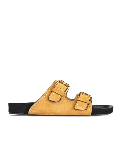 Isabel Marant Buckle Detail Slippers In Gold