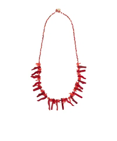 Isabel Marant Jolana Gold-tone Jasper And Bone Necklace In Red