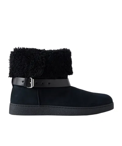 Isabel Marant Nolyz Buckled Leather And Shearling-trimmed Suede Ankle Boots In Black