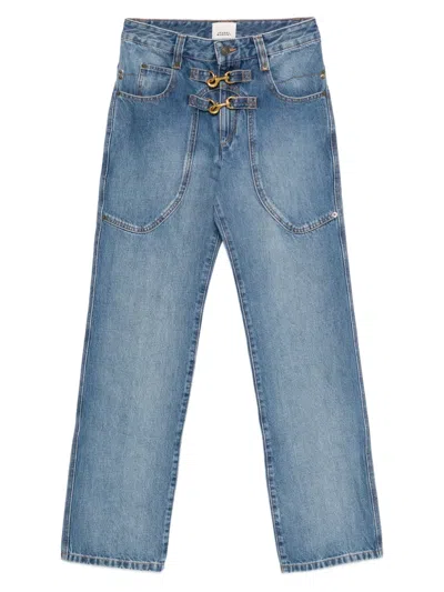 Isabel Marant Buckled Patch-pocket Jeans In Blue