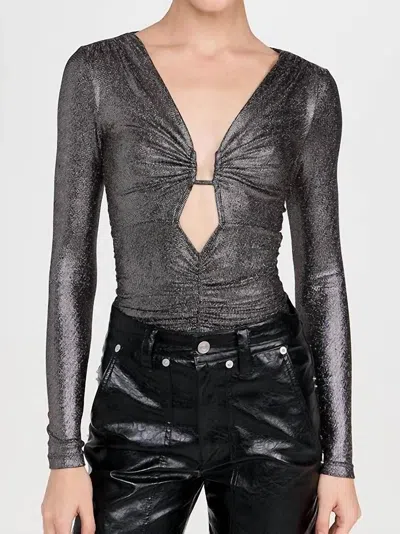 Isabel Marant Buffy Blouse In Metallic Black In Gray