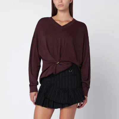 Isabel Marant Chiraz Ring-detail V-neck Sweater In Brown