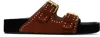 Isabel Marant Lennyo Suede Buckle Sandals In Burgundy