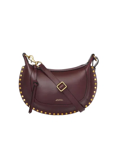 Isabel Marant Burgundy Oskan Moon Leather Handbag In Red