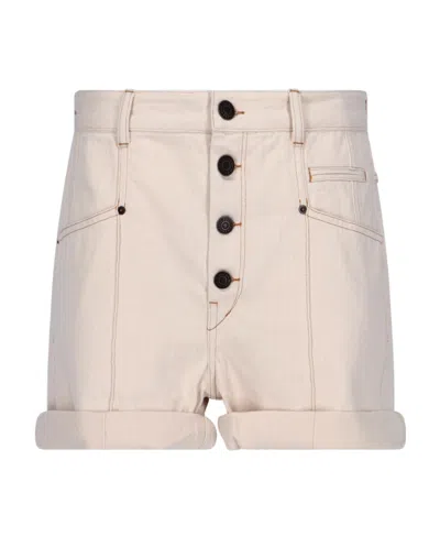 Isabel Marant Button-fastening Cotton Shorts In Nude