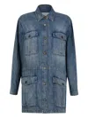 Isabel Marant Button-fastening Denim Coat In Blue