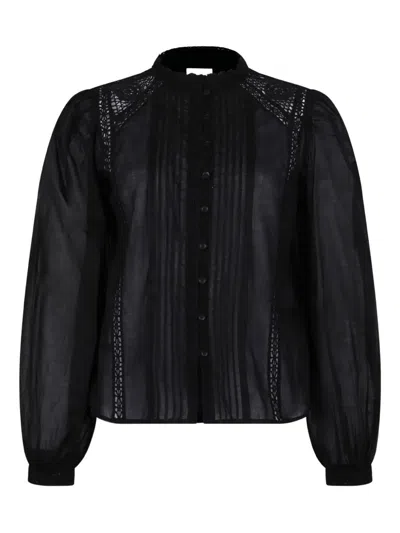 Isabel Marant Button Shirt With Lace Inserts In Black