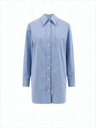 Isabel Marant Button-up Relaxed Fit Shirt With Vertical Stripes In Blue