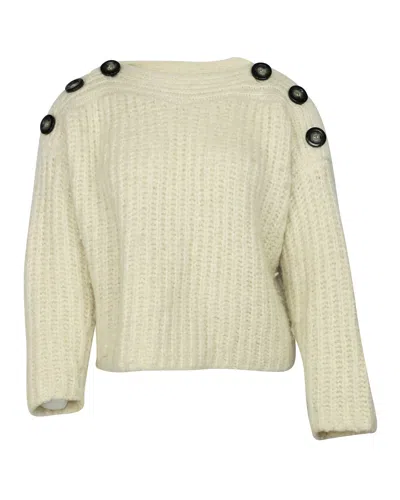 Isabel Marant Button-detail Sweater In White Wool In Neutral