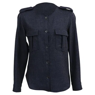 Isabel Marant Buttoned Blouse In Navy Blue Wool
