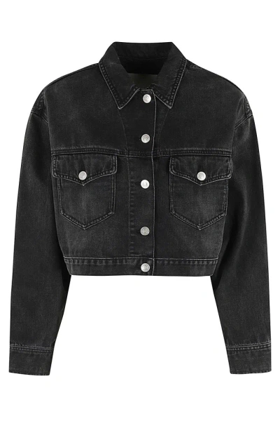 Isabel Marant Buttoned Cropped Denim Jacket In Black
