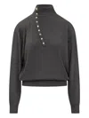 Isabel Marant Buttoned High-neck Calsia-gd Sweater In Gray