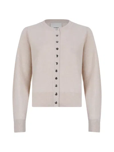 Isabel Marant White Merino Wool Cashmere Cardigan In Neutral