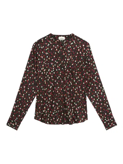 Isabel Marant Rusak Polka Dot Silk-blend Blouse In Animal Print