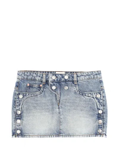 Isabel Marant Button-embellished Denim Mini Skirt In Blue