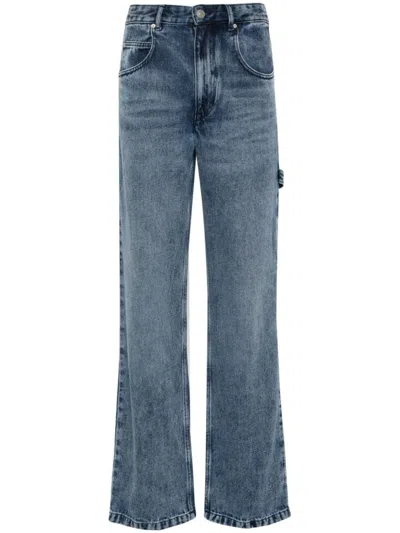 Isabel Marant Belvira High Waisted Straight Pants In Blue