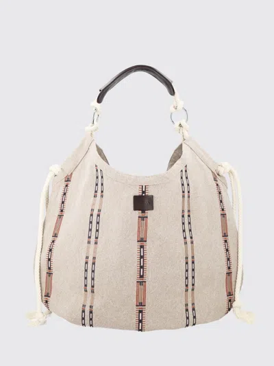 Isabel Marant Byron Ethnic Embroidered Cotton Tote Bag With Leather Handles In Neutral