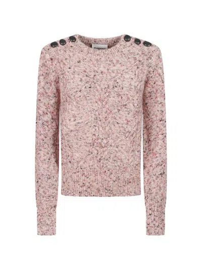 Isabel Marant Cable-knit Button-shoulder Sweater In Multi