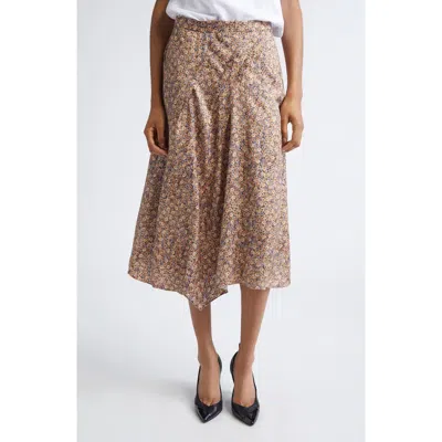 Isabel Marant Cacia Floral Jacquard Asymmetric Midi Skirt In Brown