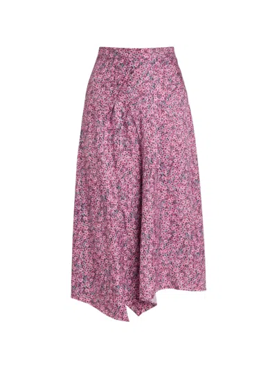 Isabel Marant Cacia Floral-print Asymmetric Midi Skirt In Pink