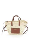 ISABEL MARANT CADIX MINI BEIGE HANDBAG WITH LEATHER TRIMS ANDS LOGO DETAIL IN RAFFIA WOMAN