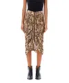 Isabel Marant Snake Print Midi Skirt With Textured Detail In Beige