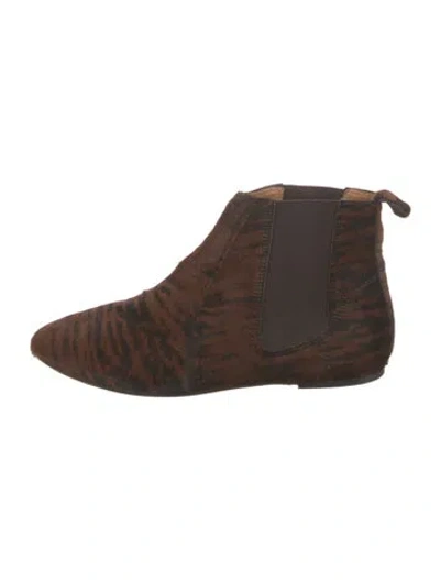 Pre-owned Isabel Marant Calf Hair Animal Print Chelsea Boots In Brown