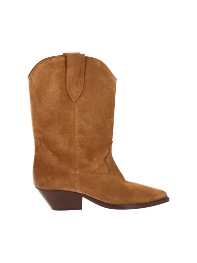 Isabel Marant Calf Leather Ankle Boots With Cowhide Outsole In Brown