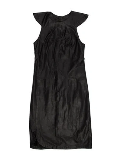 Pre-owned Isabel Marant Calf Leather Mini Dress In Black