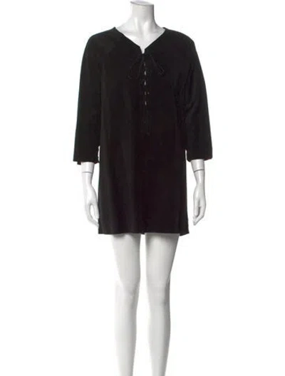 Pre-owned Isabel Marant Calf Leather Mini Dress In Black