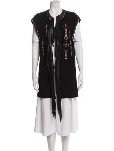 Pre-owned Isabel Marant Calf Leather Patterned Vest In Black