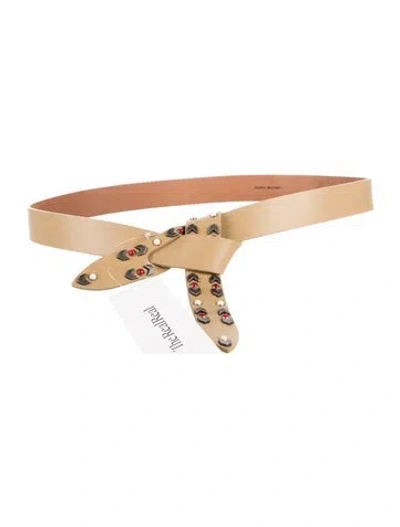 Pre-owned Isabel Marant Calf Leather Studded Accents Waist Belt In Neutral