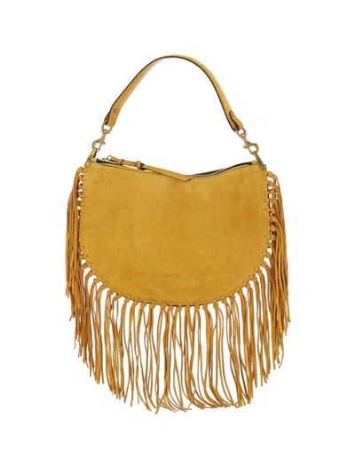 Isabel Marant Calfskin Suede Mini Shoulder Bag With Leather Details In Yellow