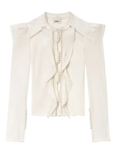 Isabel Marant Calina Shirt High Neck Button Detail In White