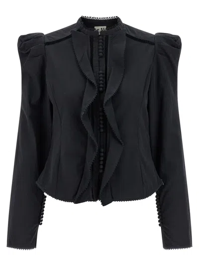 Isabel Marant Calina Shirt Jacket Button Detailing Design In Black