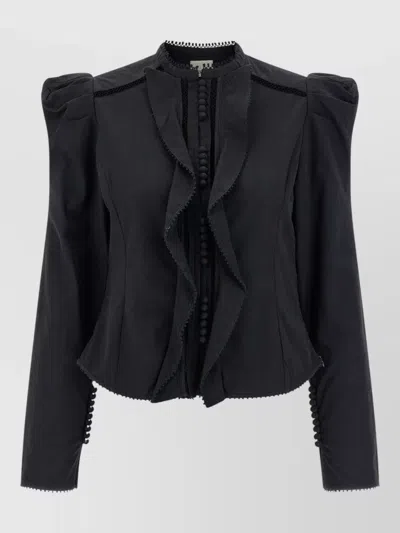 Isabel Marant Calina Shirt Jacket Button Detailing Design In Black