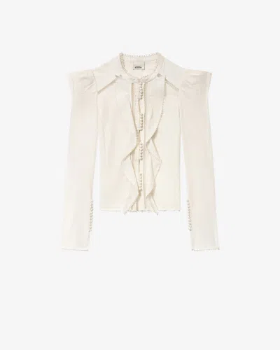 Isabel Marant Calina Ruffled Button Blouse In White