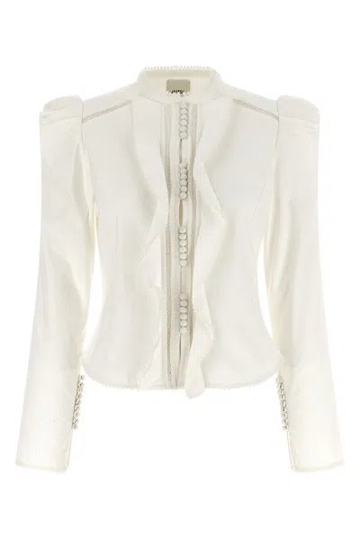 Isabel Marant Calina Shirt High Neck Button Detail In White