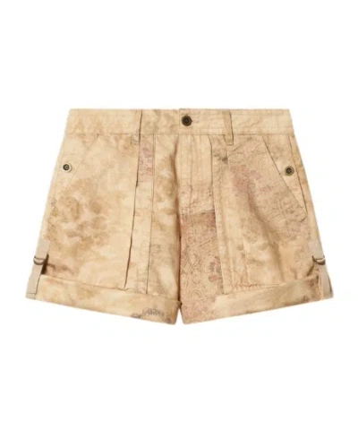 Isabel Marant Calissy Abstract-print Shorts In Sand