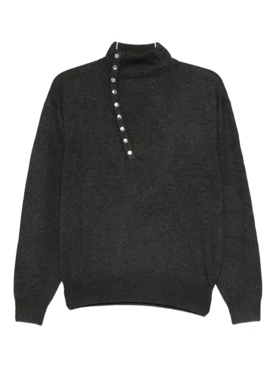 ISABEL MARANT CALSIA HIGH-NECK STUD-DETAIL SWEATER